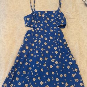 Zara Blue and Cream Floral Dress